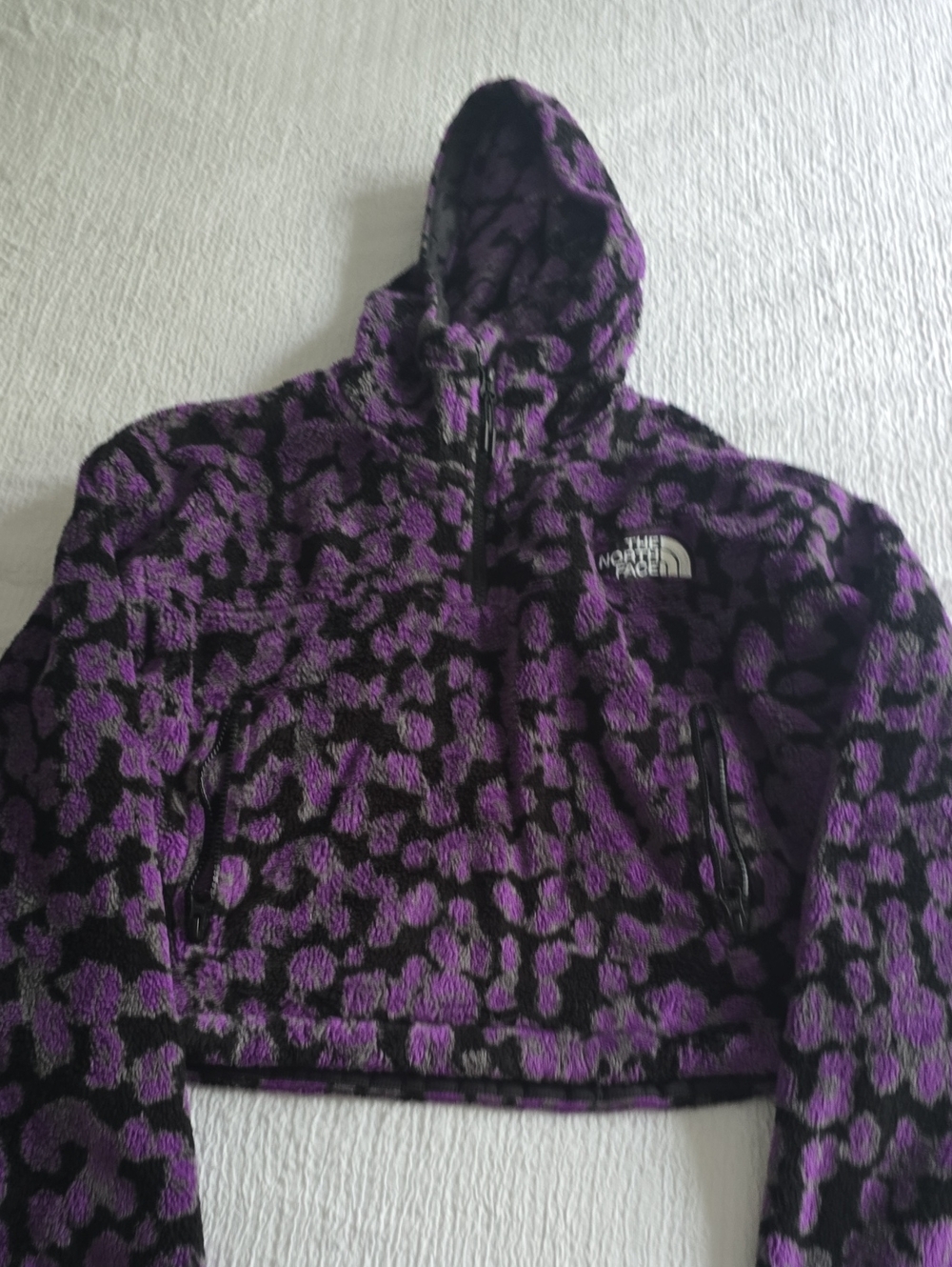 The North Face Purple & Black Fuzzy Hooded Jacket
